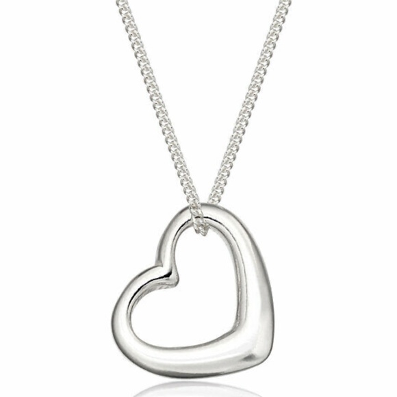 Jewelry - USA Silver Heart Pendant Lariat Clavicle Chain Necklace Jewelry